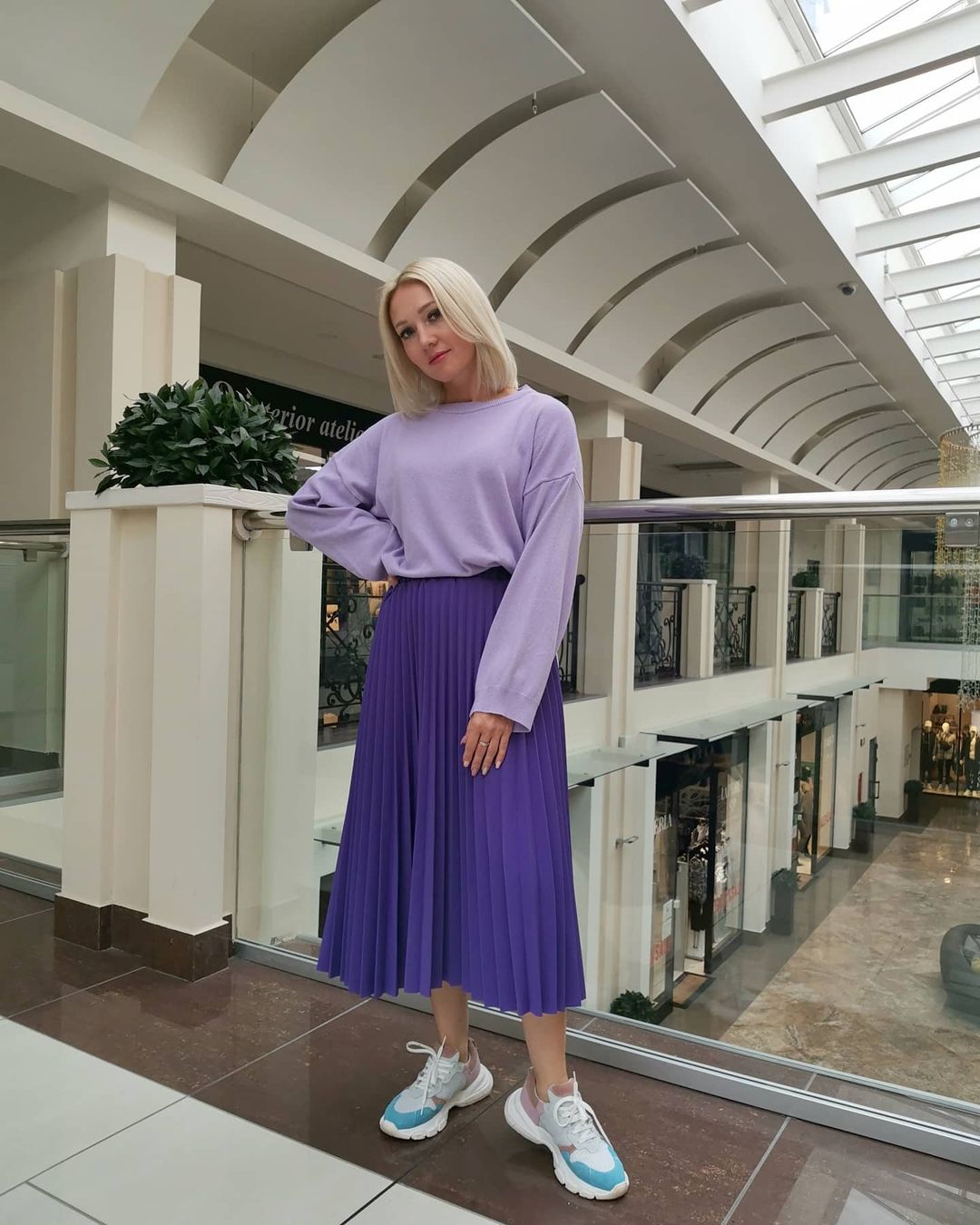 purple skirt combination