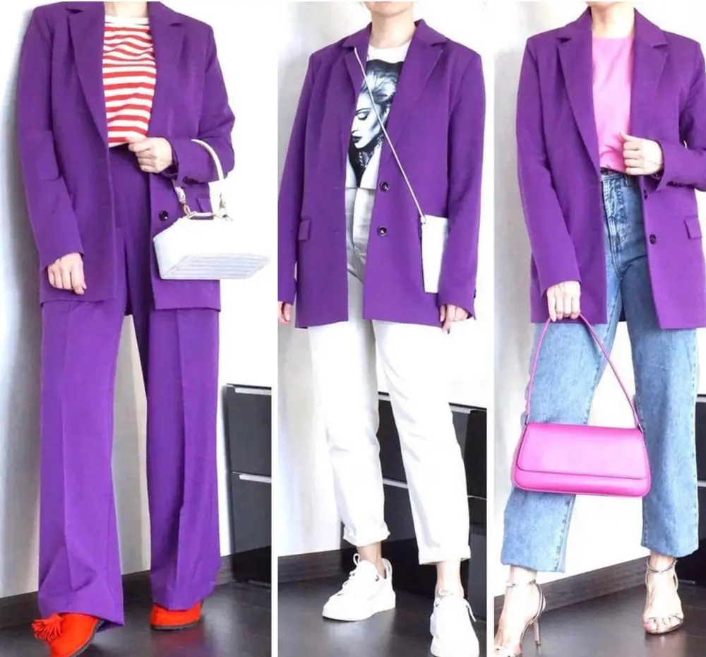 dark purple blazer outfit ideas