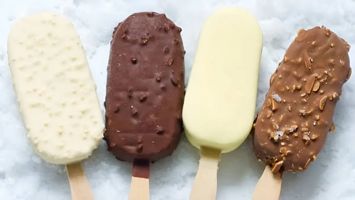 cocoa-covered ice cream on stick
