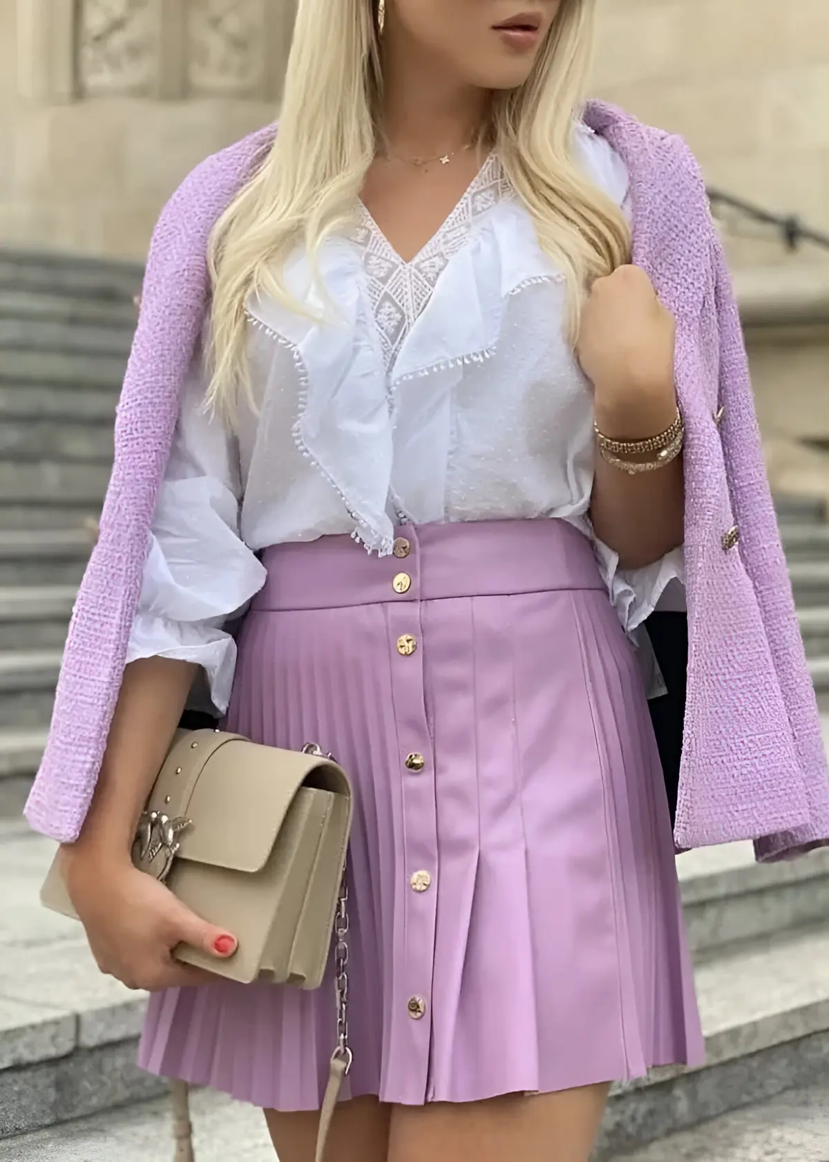 what to wear with a lavender skirt